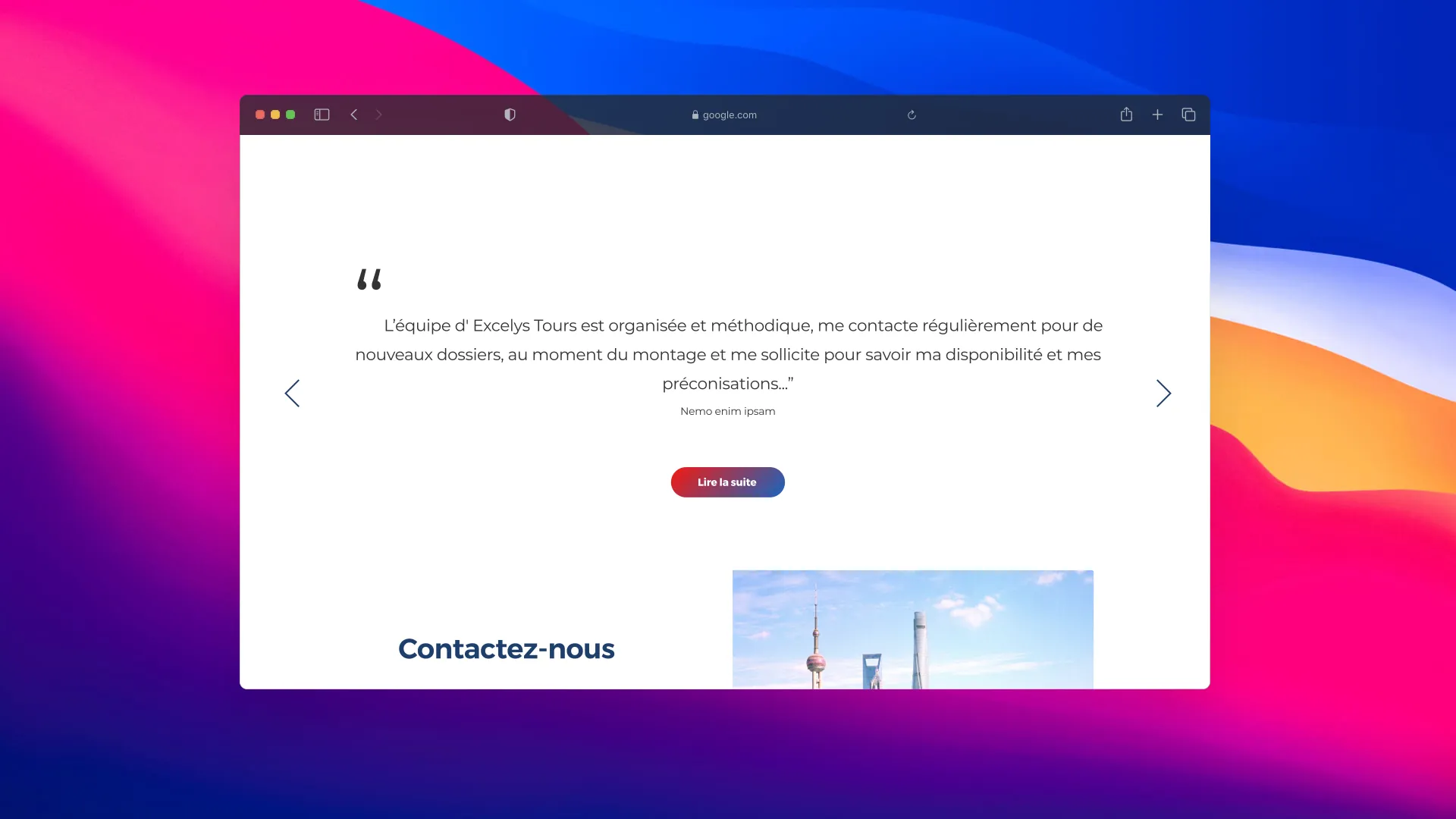 Excelys Tours website – screenshot 2 of 6