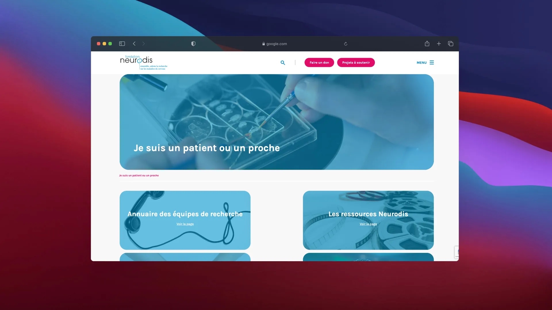 Fondation Neurodis website – screenshot 2 of 6