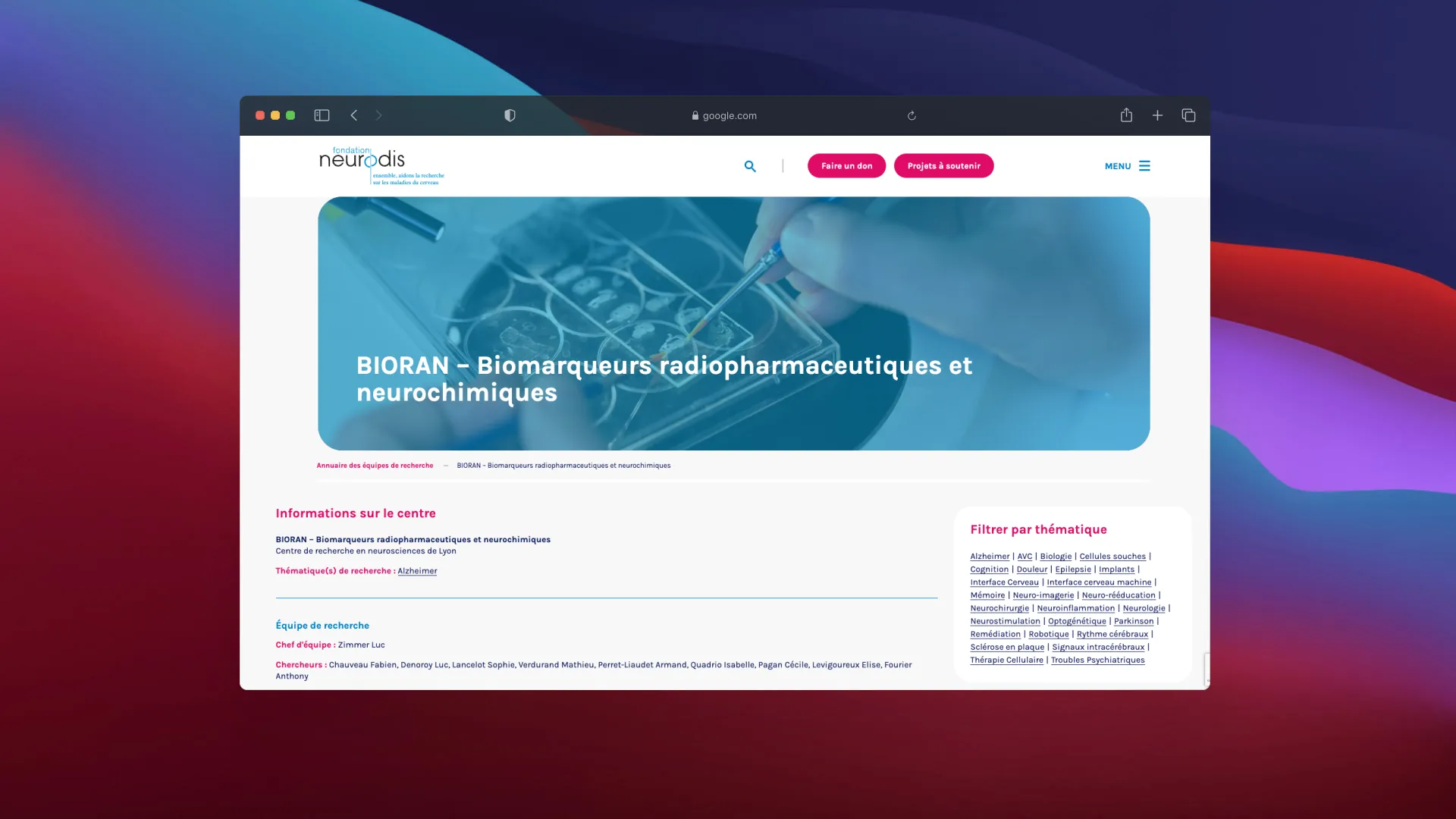 Fondation Neurodis website – screenshot 3 of 6