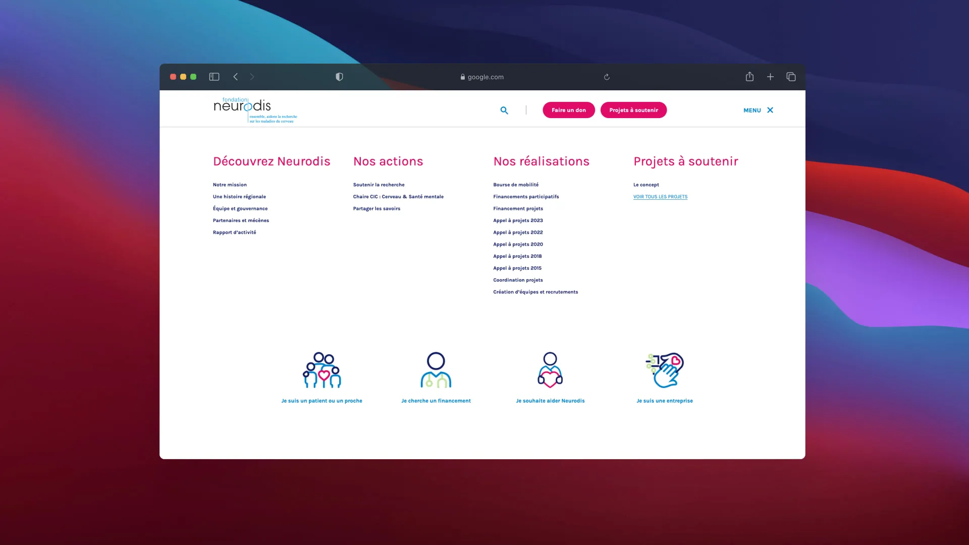 Fondation Neurodis website – screenshot 4 of 6